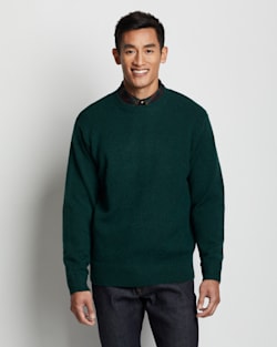 ALTERNATE VIEW OF MEN'S SHETLAND WASHABLE WOOL CREWNECK IN PINE GREEN image number 5