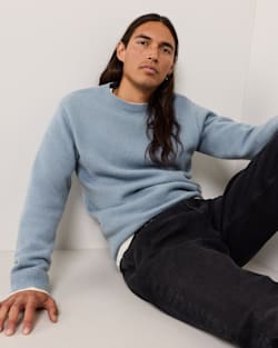 ALTERNATE VIEW OF MEN'S SHETLAND COLLECTION SWEATER IN STEEL BLUE HEATHER image number 5