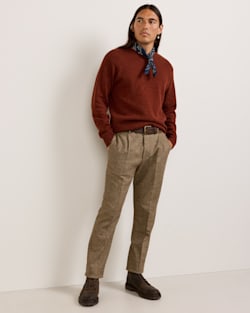 ALTERNATE VIEW OF MEN'S SHETLAND COLLECTION SWEATER IN DARK RED HEATHER image number 3