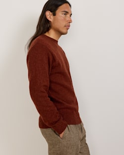 ALTERNATE VIEW OF MEN'S SHETLAND COLLECTION SWEATER IN DARK RED HEATHER image number 4