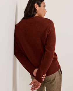 ALTERNATE VIEW OF MEN'S SHETLAND COLLECTION SWEATER IN DARK RED HEATHER image number 5