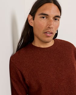 ALTERNATE VIEW OF MEN'S SHETLAND COLLECTION SWEATER IN DARK RED HEATHER image number 6