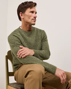 ALTERNATE VIEW OF MEN'S SHETLAND COLLECTION SWEATER IN OLIVE HEATHER image number 6