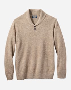 ALTERNATE VIEW OF MEN'S SHETLAND SHAWL PULLOVER IN COYOTE TAN HEATHER image number 4