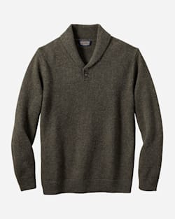 MEN'S SHETLAND SHAWL PULLOVER IN DARK ARMY GREEN image number 1