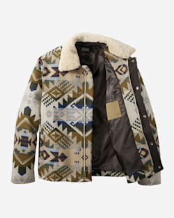 ALTERNATE VIEW OF MEN'S SILVERTON SHEARLING BLANKET COAT IN TAUPE JOURNEY WEST image number 2