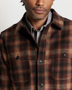 ALTERNATE VIEW OF MEN'S HESTON PLAID WOOL COAT IN BROWN/RUST OMBRE image number 2