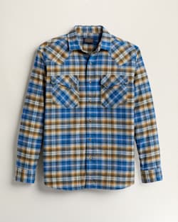 MEN'S WYATT SNAP-FRONT COTTON SHIRT IN BLUE/TAN/BRONZE PLAID image number 1