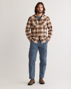 ALTERNATE VIEW OF MEN'S WYATT SNAP-FRONT COTTON SHIRT IN OCHRE/NAVY/GOLD PLAID image number 4