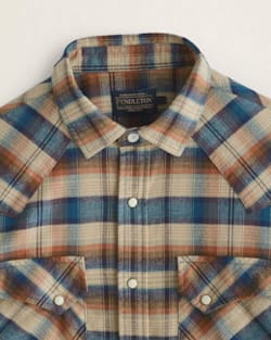 ALTERNATE VIEW OF MEN'S PLAID WYATT SNAP-FRONT COTTON SHIRT IN KHAKI/BROWN/BLUE image number 2