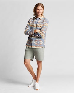 MEN'S BEACH SHACK JACQUARD COTTON SHIRT IN BLUE/GREEN MULTI image number 1