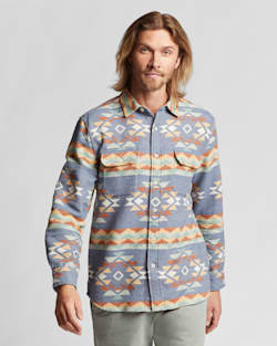 ALTERNATE VIEW OF MEN'S BEACH SHACK JACQUARD COTTON SHIRT IN BLUE/GREEN MULTI image number 6