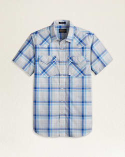 MEN'S SHORT-SLEEVE FRONTIER SHIRT IN IVORY/ROYAL BLUE PLAID image number 1