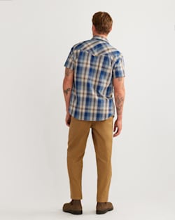ALTERNATE VIEW OF MEN'S SHORT-SLEEVE FRONTIER SHIRT IN GREY/BLUE PLAID image number 3