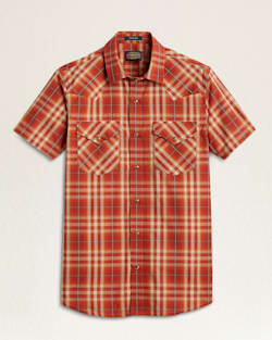 MEN'S SHORT-SLEEVE FRONTIER SHIRT IN RUST/BROWN PLAID image number 1