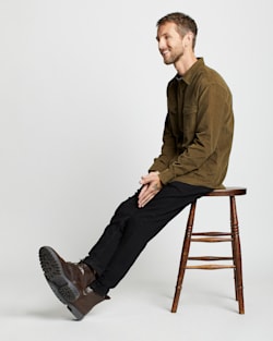 ALTERNATE VIEW OF MEN'S CORDUROY SHIRT IN OLIVE GREEN image number 5