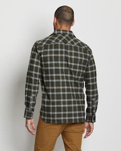 ALTERNATE VIEW OF MEN'S ULTRALUXE MERINO SHIRT IN GREEN/GREY PLAID image number 5