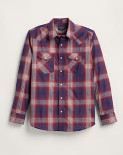 MEN'S PLAID LONG-SLEEVE BISHOP COTTON SHIRT IN NAVY/BRICK PLAID image number 1