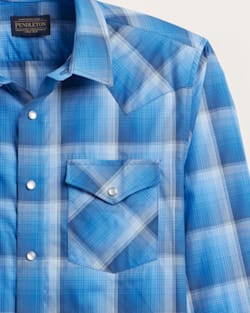 ALTERNATE VIEW OF MEN'S PLAID LONG-SLEEVE BISHOP COTTON SHIRT IN NAVY/BLUE PLAID image number 2