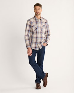 ALTERNATE VIEW OF MEN'S PLAID LONG-SLEEVE BISHOP COTTON SHIRT IN BROWN MULTI PLAID image number 5