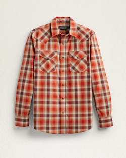 MEN'S LONG-SLEEVE BISHOP COTTON SHIRT IN RED/BROWN/TAN PLAID image number 1
