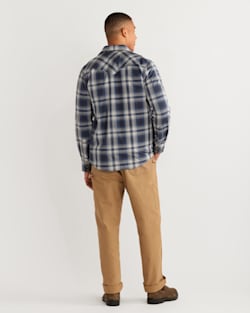 ALTERNATE VIEW OF MEN'S LONG-SLEEVE BISHOP COTTON SHIRT IN INDIGO/MARINE/WHITE PLAID image number 3