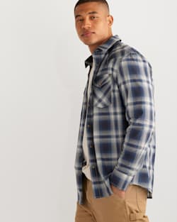 ALTERNATE VIEW OF MEN'S LONG-SLEEVE BISHOP COTTON SHIRT IN INDIGO/MARINE/WHITE PLAID image number 5