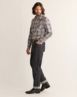 ALTERNATE VIEW OF MEN'S LONG-SLEEVE BISHOP COTTON SHIRT IN  GREY/BLUE/OCHRE PLAID image number 2