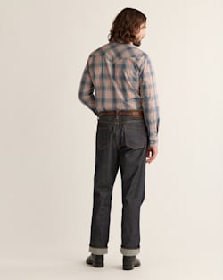 ALTERNATE VIEW OF MEN'S LONG-SLEEVE BISHOP COTTON SHIRT IN  GREY/BLUE/OCHRE PLAID image number 3