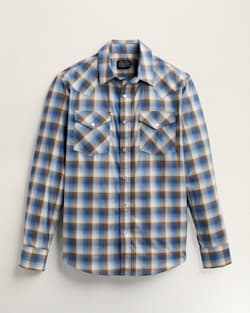 MEN'S LONG-SLEEVE BISHOP COTTON SHIRT IN GREY/BLUE/OCHRE PLAID image number 1