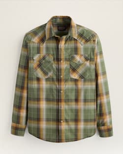 MEN'S PLAID LONG-SLEEVE BISHOP COTTON SHIRT IN GREEN/BRONZE image number 1