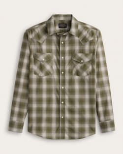 LONG-SLEEVE PLAID BISHOP COTTON SHIRT IN NATURAL/GREEN image number 1