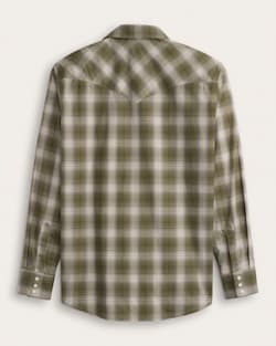 ALTERNATE VIEW OF LONG-SLEEVE PLAID BISHOP COTTON SHIRT IN NATURAL/GREEN image number 2