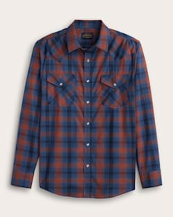 LONG-SLEEVE PLAID BISHOP COTTON SHIRT IN NAVY/RUST image number 1