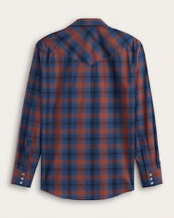 ALTERNATE VIEW OF LONG-SLEEVE PLAID BISHOP COTTON SHIRT IN NAVY/RUST image number 2