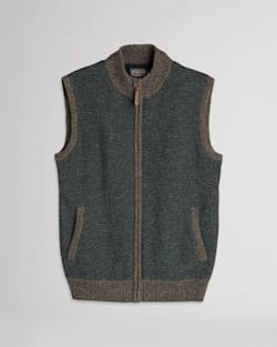 ALTERNATE VIEW OF MEN'S SHETLAND SWEATER VEST IN BROWN MIX/DEEP GREEN image number 2