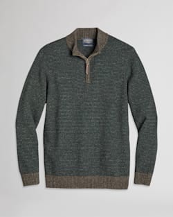 MEN'S SHETLAND HALF-ZIP SWEATER IN BROWN MIX/DEEP GREEN image number 1