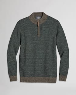 ALTERNATE VIEW OF MEN'S SHETLAND HALF-ZIP SWEATER IN BROWN MIX/DEEP GREEN image number 2
