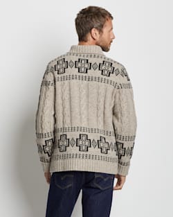 ALTERNATE VIEW OF MEN'S CABLE CROSS LAMBSWOOL CARDIGAN IN NATURAL DONEGAL image number 6