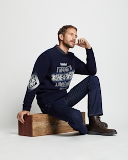 MEN'S LAMBSWOOL GRAPHIC SWEATER IN BLUE CHIEF JOSEPH image number 1