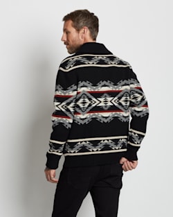 ALTERNATE VIEW OF MEN'S TECOPA HILLS LAMBSWOOL ZIP CARDIGAN IN BLACK MULTI image number 3