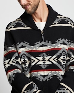 ALTERNATE VIEW OF MEN'S TECOPA HILLS LAMBSWOOL ZIP CARDIGAN IN BLACK MULTI image number 4