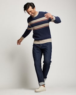 MEN'S PARK STRIPE MERINO SWEATER IN NAVY PARK STRIPE image number 1