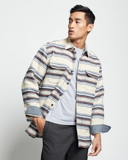 MEN'S DOUBLESOFT DRIFTWOOD SHIRT IN TAN SALTILLO STRIPE image number 1