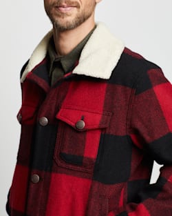 ALTERNATE VIEW OF MEN'S WOOL STADIUM CLOTH PLAID TRUCKER COAT IN RED/BLACK BUFFALO CHECK image number 4