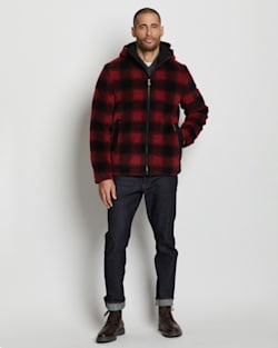 ALTERNATE VIEW OF MEN'S WOODSIDE HOODED FLEECE JACKET IN RED BUFFALO CHECK image number 3