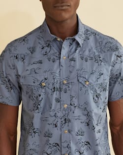 ALTERNATE VIEW OF MEN'S SHORT-SLEEVE LARAMIE SNAP-FRONT SHIRT IN BLUE LARIAT image number 2