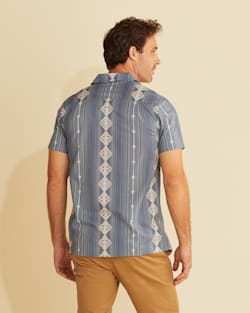 ALTERNATE VIEW OF MEN'S SHORT-SLEEVE STRIPE ALOHA SHIRT IN WASHED BLUE image number 3