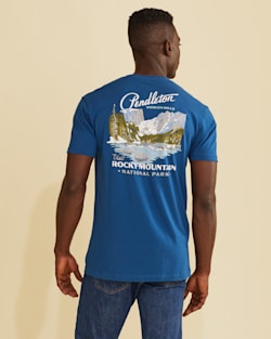 ALTERNATE VIEW OF MEN'S HERITAGE ROCKY MOUNTAIN TEE IN COOL BLUE/WHITE image number 4