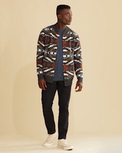 MEN'S CARICO COTTON CARDIGAN IN CHARCOAL image number 1